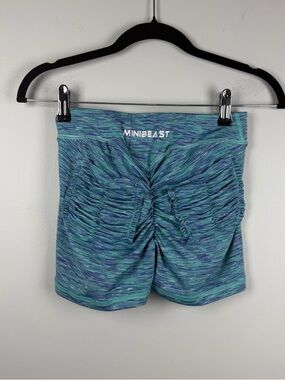 Minibeast Curve X Teal Purple Space Dye Ultimate Booty-Scrunch Gym Shorts Small